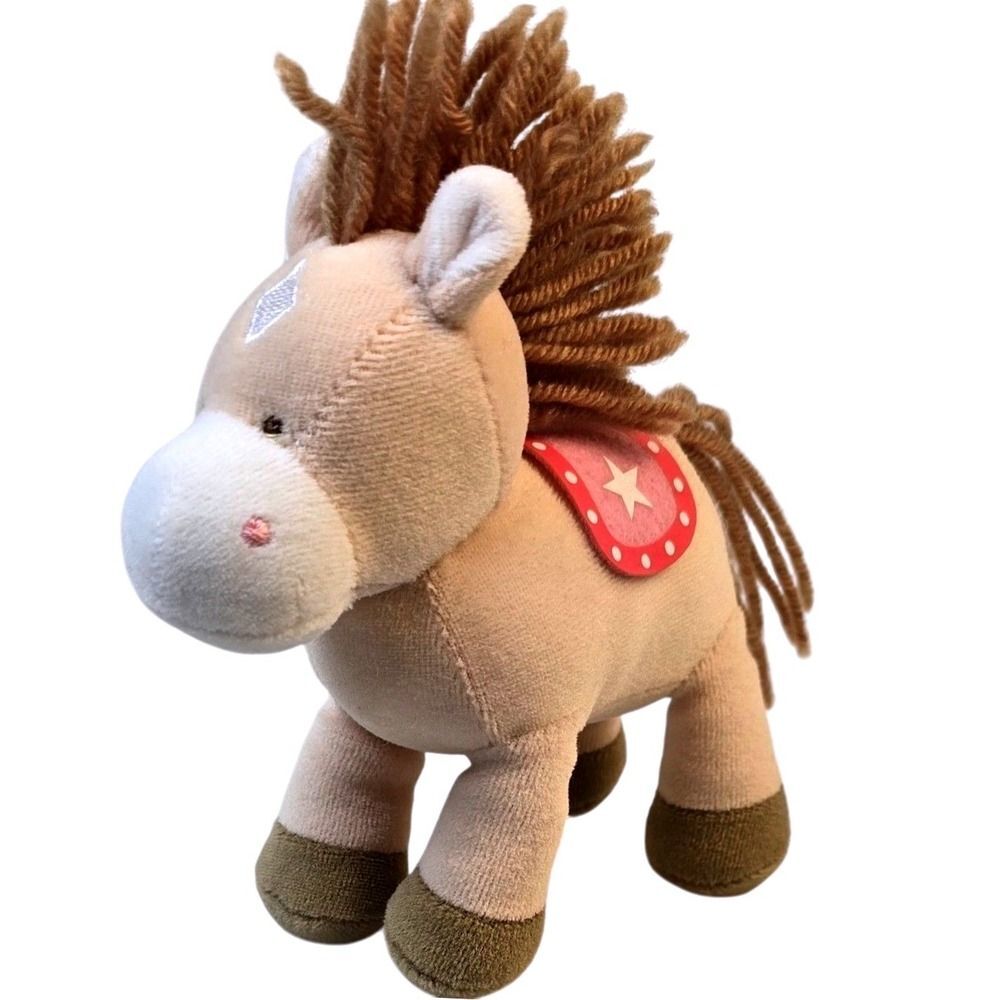 The Brass Key Pony Horse Plush 6in Brown Pink Star Saddle Stuffed Animal HTF Toy